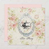 ピンクフローラブライダルシャワーティーパーティの招待状 招待状 (正面/裏面)
