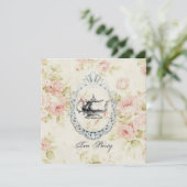 ピンクフローラブライダルシャワーティーパーティの招待状 招待状 (スタンド正面)