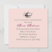 ピンクフローラブライダルシャワーティーパーティの招待状 招待状 (裏面)