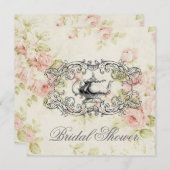 ピンクフローラブライダルシャワーティーパーティの招待状 招待状 (正面/裏面)