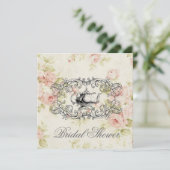 ピンクフローラブライダルシャワーティーパーティの招待状 招待状 (スタンド正面)