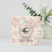 ピンクフローラブライダルシャワーティーパーティの招待状 招待状 (スタンド正面)