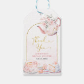 ピンクフローラブライダルシャワーティーパーティーありがとうギフト ギフトタグ (正面)