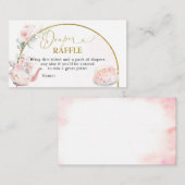 ピンクフローラブライダルシャワーティーパーティーおむつラッフル エンクロージャーカード (正面/裏面)