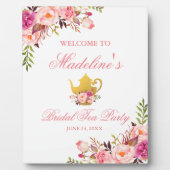 ピンクフローラブライダルシャワーティーパーティーへようこそ フォトプラーク (正面)