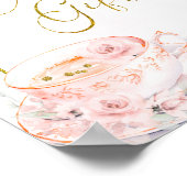 ピンクフローラブライダルシャワーティーパーティーカード&ギフト ポスター (角)