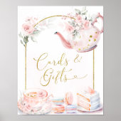 ピンクフローラブライダルシャワーティーパーティーカード&ギフト ポスター (正面)