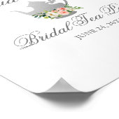 ピンクフローラブライダルシャワーティーパーティーシルバーウェルカム ポスター (角)