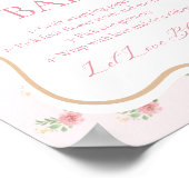 ピンクフローラブライダルシャワーティーパーティーフラワーバー ポスター (角)