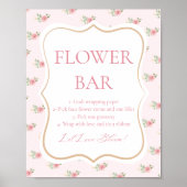 ピンクフローラブライダルシャワーティーパーティーフラワーバー ポスター (正面)