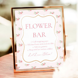 ピンクフローラブライダルシャワーティーパーティーフラワーバー ポスター