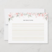 ピンクフローラブライダルシャワーティーパーティーレシピカード 招待状 (裏面)