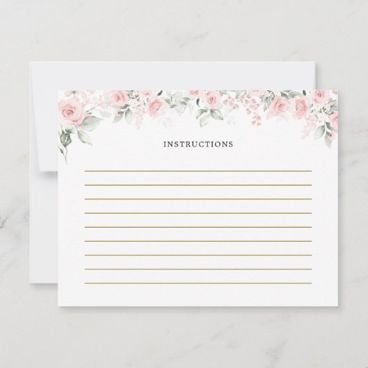 ピンクフローラブライダルシャワーティーパーティーレシピカード 招待状 (裏面)