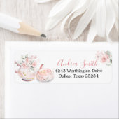 ピンクフローラブライダルシャワーティーパーティー住所 シール (インサイチュ)