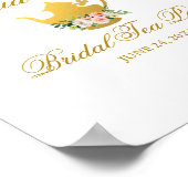 ピンクフローラブライダルシャワーティーパーティー金ゴールドへようこそ ポスター (角)