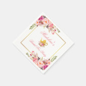 ピンクフローラブライダルシャワーティーパーティー スタンダードカクテルナプキン (角)