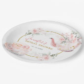 ピンクフローラブライダルシャワーティーパーティー ペーパープレート (アングル)