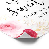 ピンクフローラブライダルシャワーデザートサイン ポスター (角)