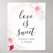 ピンクフローラブライダルシャワーデザートサイン ポスター (正面)