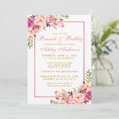 ピンクフローラブライダルシャワーブランチ金ゴールド招待状 招待状 (スタンド正面)