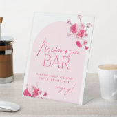 ピンクフローラブライダルシャワーミモザバー標識 台座サイン (インサイチュ)
