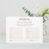 ピンクフローラブライダルシャワーワードスクランブルゲーム 招待状 (スタンド正面)