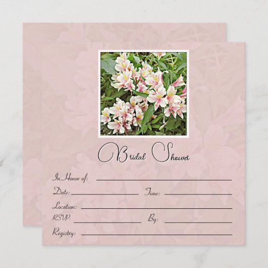 ピンクフローラブライダルシャワー招待 シーズンカード (正面/裏面)