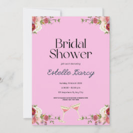 ピンクフローラブライダルシャワー招待 招待状
