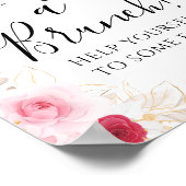 ピンクフローラブライダルシャワー標識 ポスター (角)