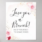 ピンクフローラブライダルシャワー標識 ポスター (正面)