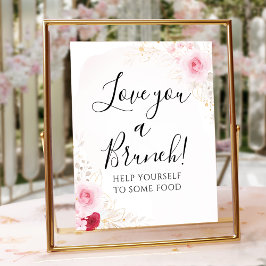 ピンクフローラブライダルシャワー標識 ポスター