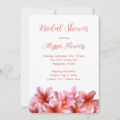 ピンクフローラブライダルシャワー熱帯プルメリア 招待状 (正面)