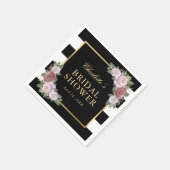 ピンクフローラブライダルシャワー白黒ストライプの スタンダードカクテルナプキン (角)