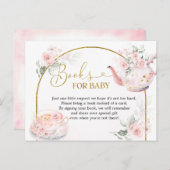 ピンクフローラブライダルシャワー紅茶パーティーブックベビー インビテーションポストカード (正面/裏面)