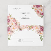 ピンクフローラブライダルシャワー結婚の座席折り畳み プレイスカード (外部開封)