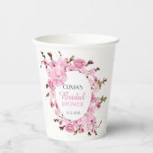 ピンクフローラブライダルシャワー花びらとプロセッコ 紙コップ (正面)
