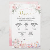 ピンクフローラブライダルシャワー茶パーティー財布ゲーム (正面/裏面)