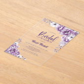 ピンクフローラブライダルシャワー アクリル招待状 (レイダウン)