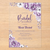 ピンクフローラブライダルシャワー アクリル招待状 (正面)