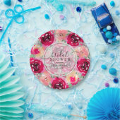 ピンクフローラブライダルシャワー ペーパープレート (パーティー)