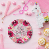 ピンクフローラブライダルシャワー ペーパープレート (パーティー)