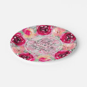 ピンクフローラブライダルシャワー ペーパープレート (アングル)