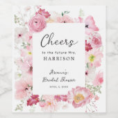 ピンクフローラブライダルシャワー ワインラベル (シングルラベル)