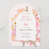 ピンクフローラブライダルシャワー 招待状 (正面/裏面)