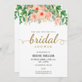 ピンクフローラブライダルシャワー 招待状 (正面/裏面)