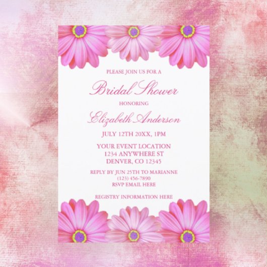 ピンクフローラブライダルシャワー 招待状