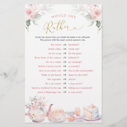 ピンクフローラブライダルティーパーティーカスタムゲーム (正面)