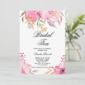 ピンクフローラブライダルティーパーティーブライダルシャワー 招待状 (スタンド正面)
