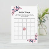 ピンクフローラブライダルビンゴブライダルシャワーゲームカード 招待状 (スタンド正面)