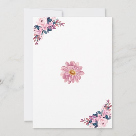 ピンクフローラブライダルビンゴブライダルシャワーゲームカード 招待状 (裏面)